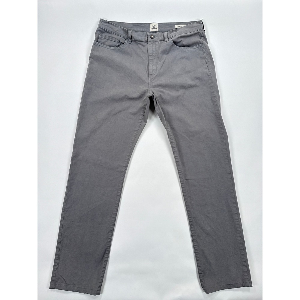 Flint and Tinder Mens 365 Tapered Fit Pants 36x34 Grey Cotton Stretch Chino